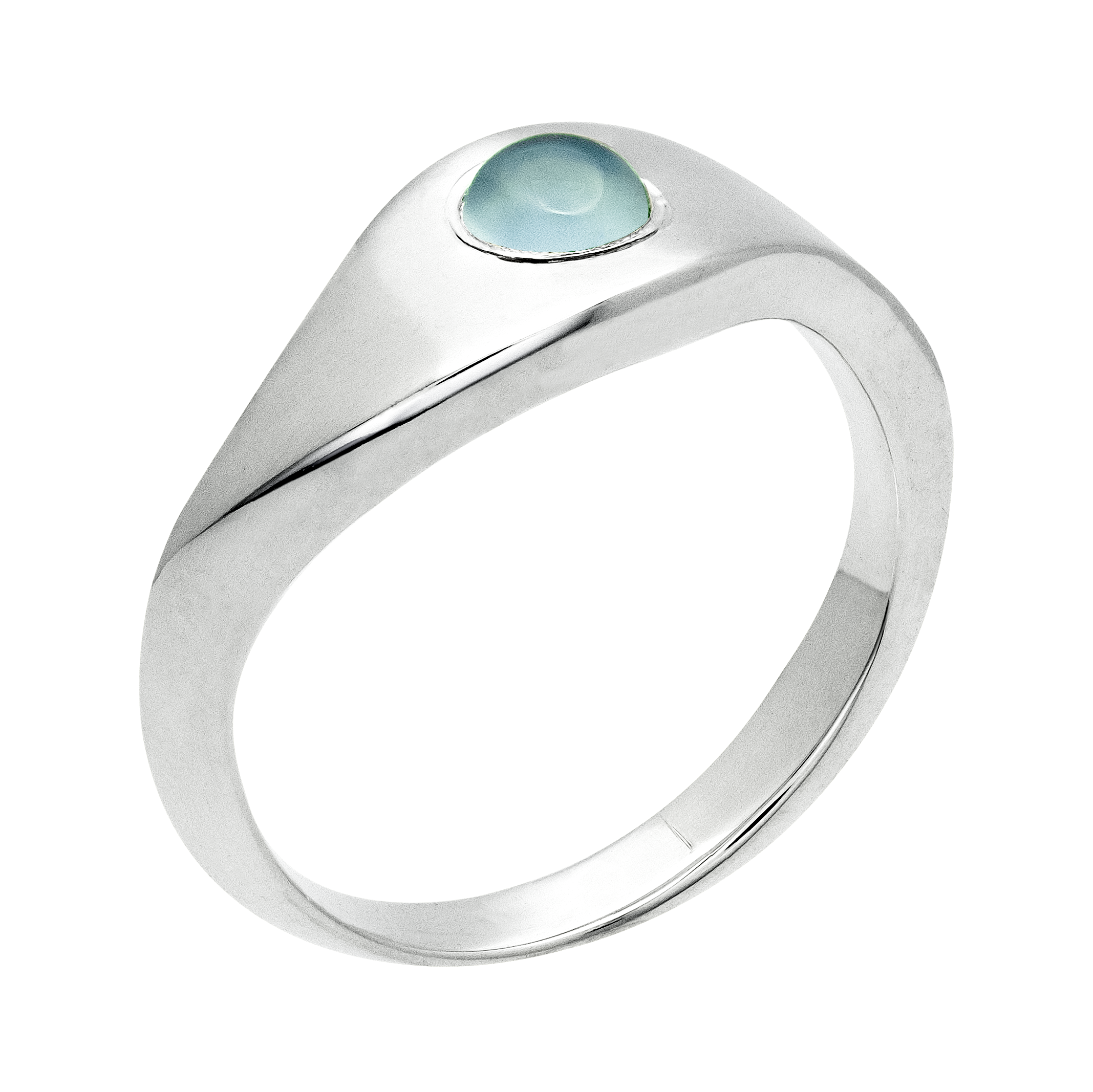 Hurricane Ring with blue chalcedony in sterling silver, architectural statement ring by TOLEDO Los Angeles

