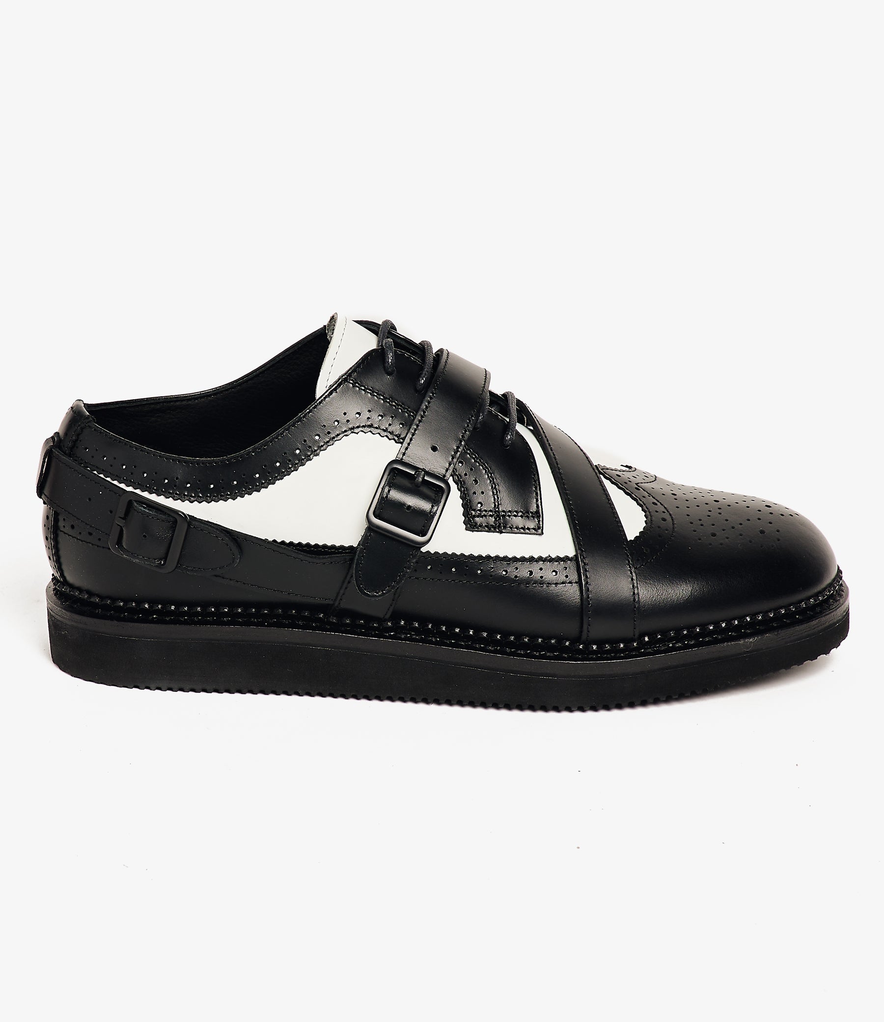 EG x Suicoke - Strap Wingtip Shoes - Black / White