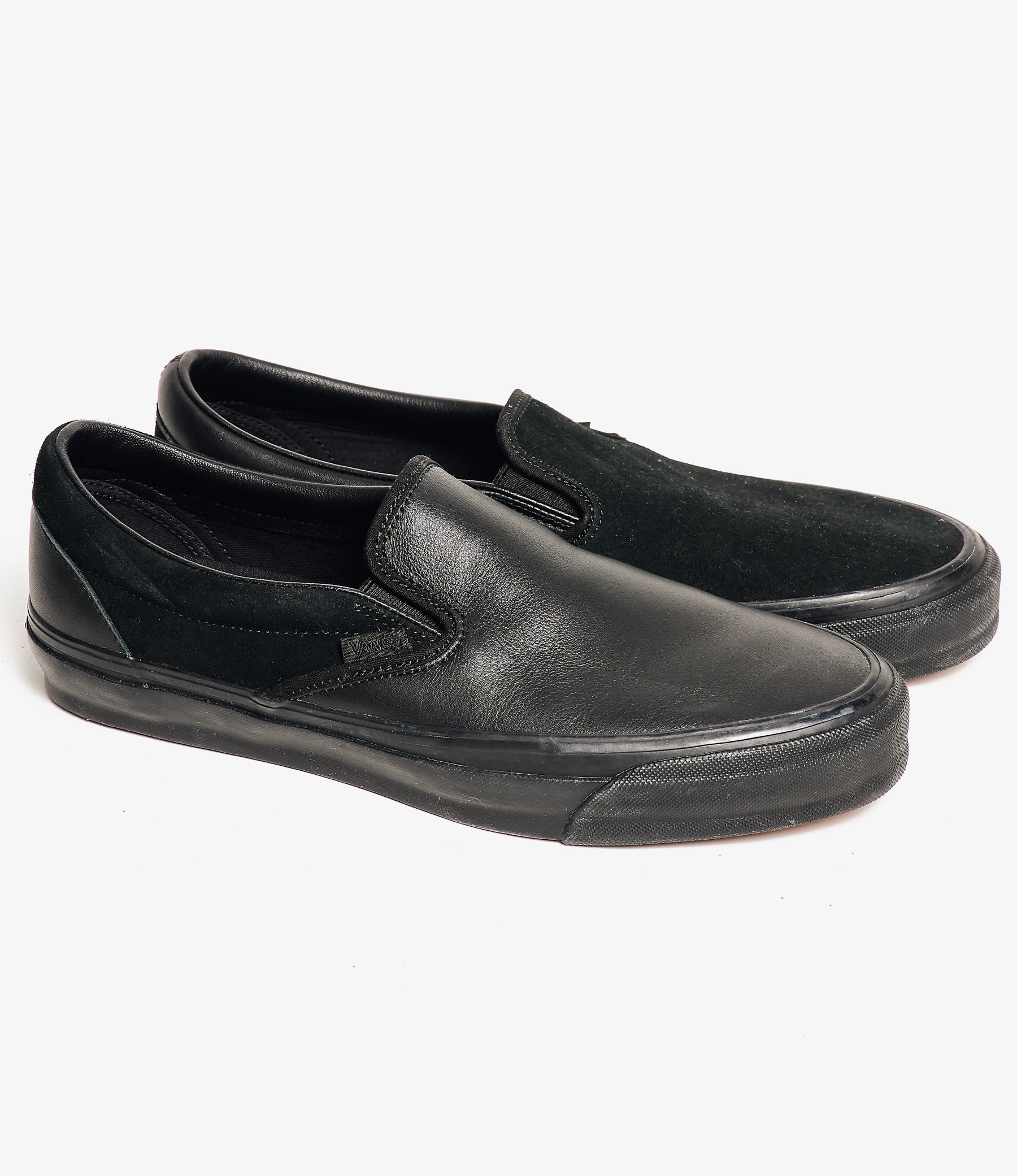 vans leather dress shoes Engineered Garments x Vans - OTW Classic Slip-On 98 - Navy Leather