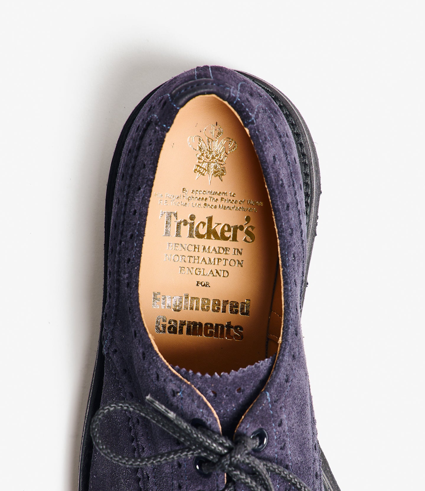 Engineered Garments x Tricker's Asymmetric Gibson - Dk. Navy Suede Morflex