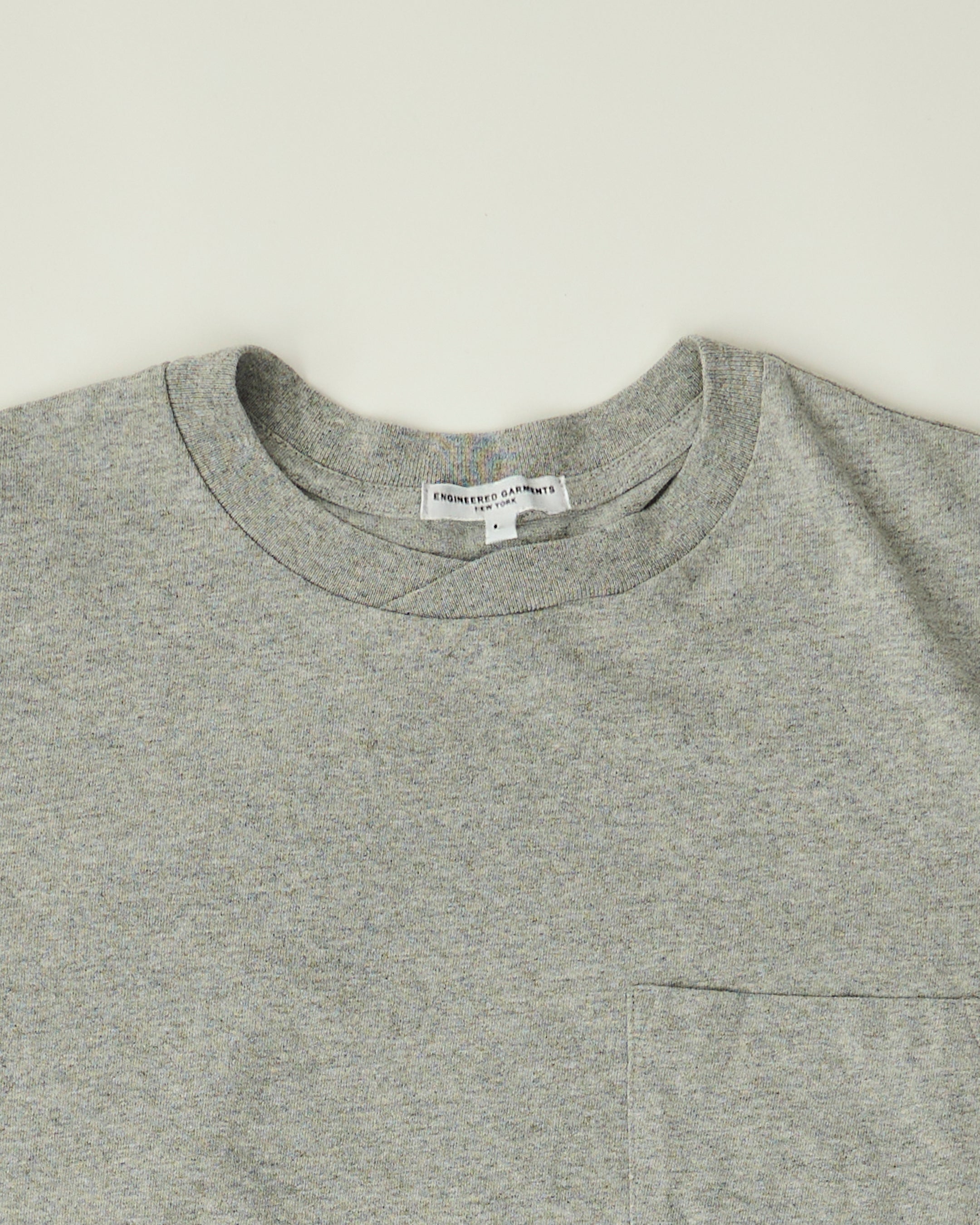 Cross Crew Neck  Pocket Tee - Heather Grey