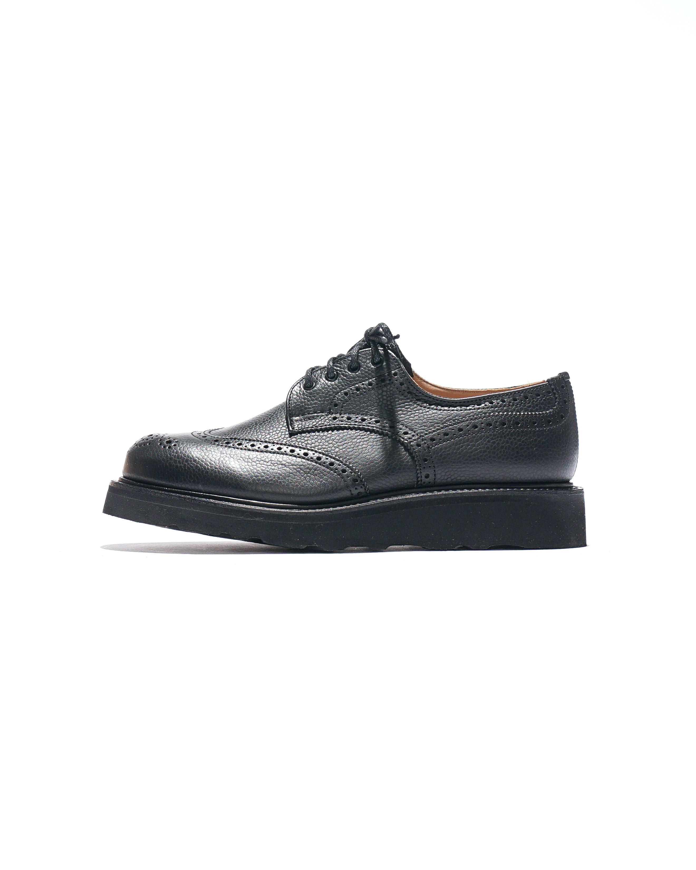 Engineered Garments x Tricker's Asymmetric Gibson - Black Scotch Grain Morflex